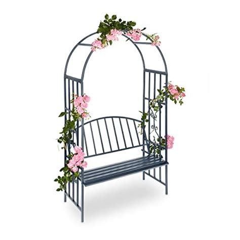 Relaxdays Arche Roses Pour Jardin Avec Banc M Tal En M Tal Arceau