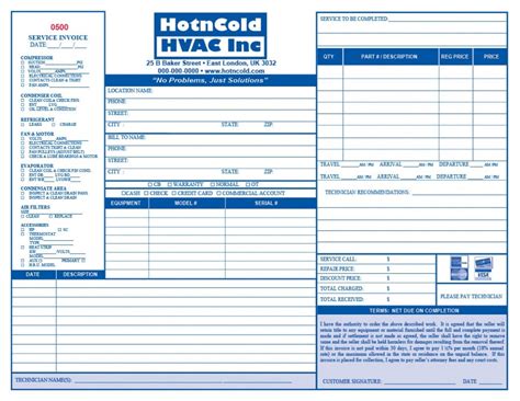 Hvac Invoice Template Excelxo