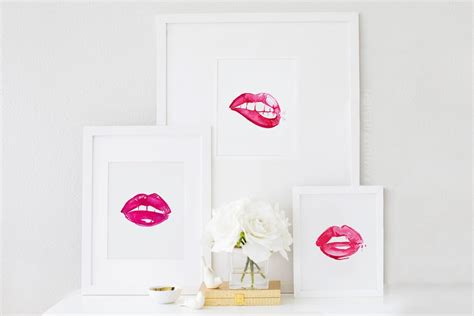 Pink Lips Print Lipstick Print Fashion Art Makeup Print | Etsy