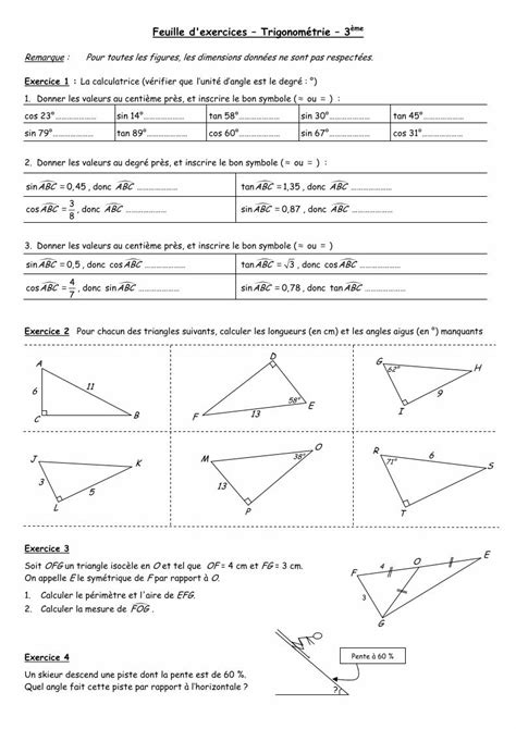 PDF Feuille d exercices Trigonométrie 3 Feuille d exercices