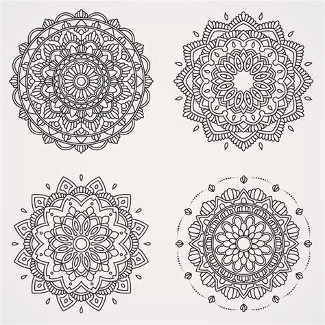 Premium Vector Flower Mandala Set With Ornaments Suitable For Henna