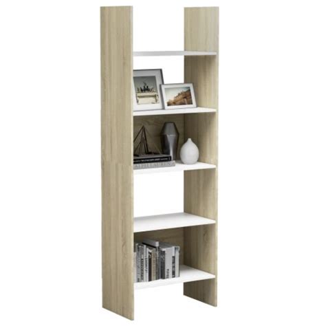 Vidaxl Book Cabinet White And Sonoma Oak X X Engineered