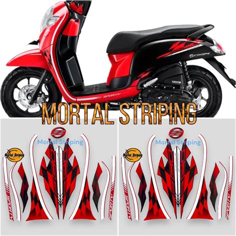 Jual Stiker Striping Lis Body Scoopy Fi Sporty Merah Hitam