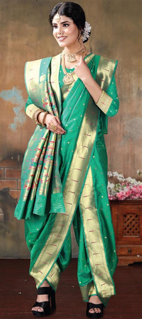 Traditional Wedding Green Color Banarasi Silk Silk Fabric Saree