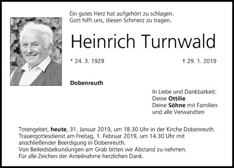 Traueranzeigen Von Heinrich Turnwald Trauer Nn De