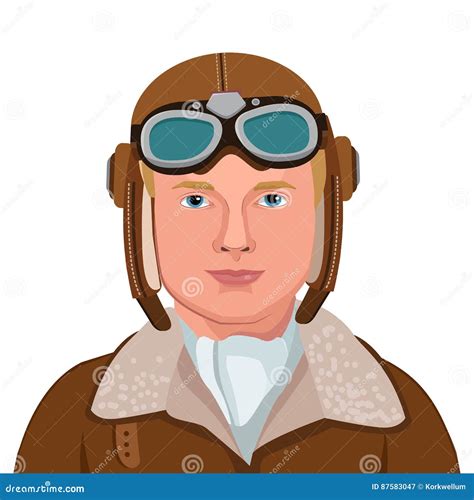 Vintage Aviator Great Illustration Of A Vintage Pilot Isolated In