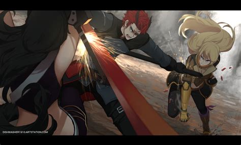 Yang Xiao Long Blake Belladonna And Adam Taurus Rwby Drawn By