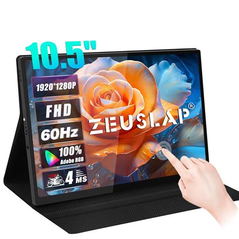 Zeuslap 10 5 Inch FHD Portable Monitor 1280p External IPS Screen USB C