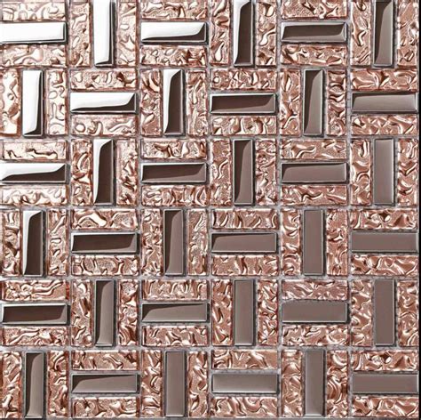 Electroplated Rose Gold Glass Mosaic Bathroom Tile Grandado