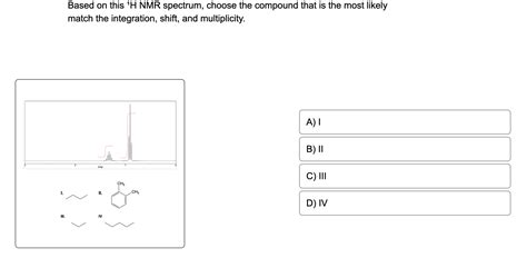 Solved Based On This 1h ﻿nmr Spectrum Choose The Compound