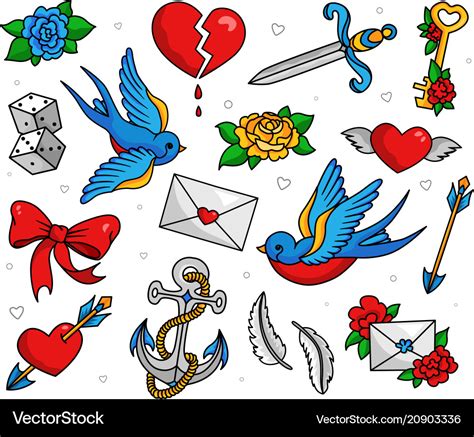 Old School Tattoo Set Royalty Free Vector Image