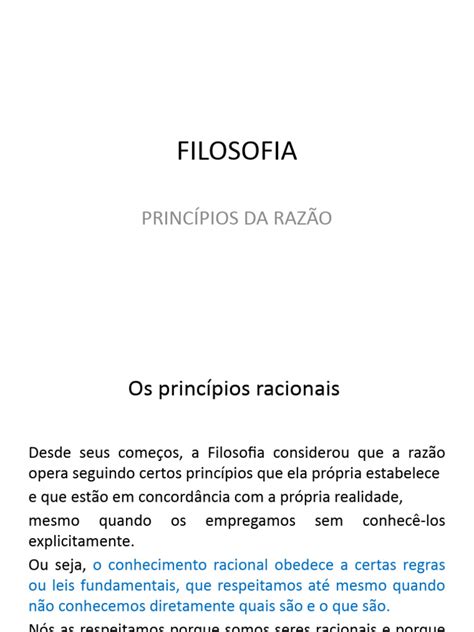 O Que E Razao Na Filosofia - Princípios da Razão na Filosofia | PDF | Pensamento | Razão