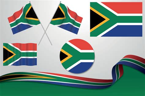 Set Of South Africa Flags In Different Designs, Icon, Flaying Flags ...