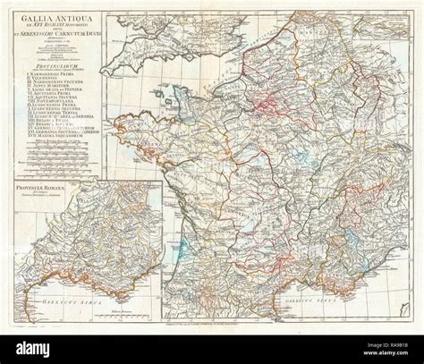 1794 Anville Mapa De La Galia Gallia O Francia En Tiempos Del Antiguo