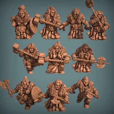 3D Printable Dwarf Female Unit 10 Pre Supported By Blue Giant Studios