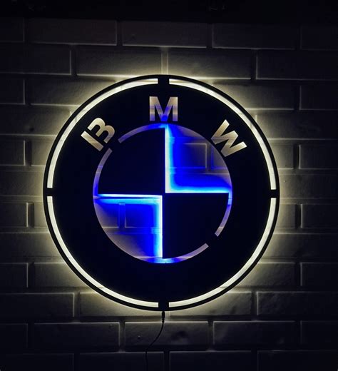 BMW Logo Led Sign BMW Logo Led Light Wood Wall Decor Etsy