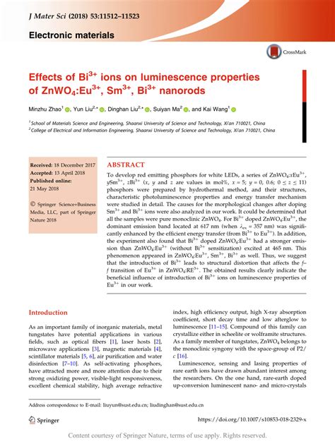 Effects Of Bi3 Ions On Luminescence Properties Of ZnWO4 Eu3 Sm3