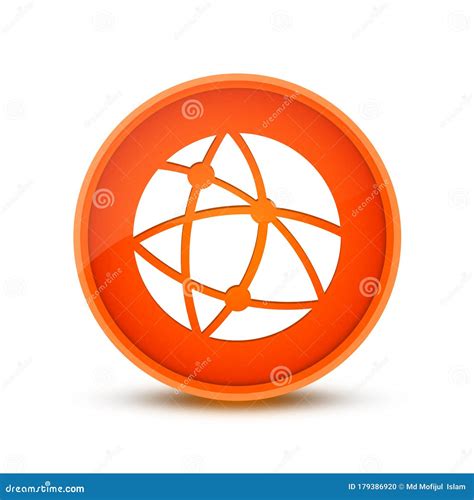 Global Technology Or Social Network Icon Isolated On Orange Round