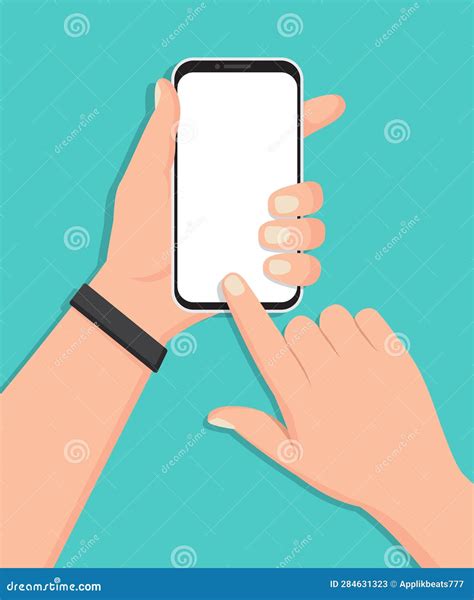 Hand Holding Smartphone With Blank Screen In A Flat Design Stock Vector Illustration Of Sign