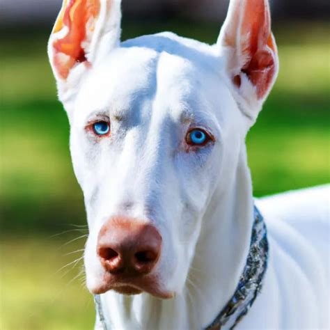 White Doberman Pinscher With Blue Eyes