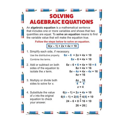 Algebraic Expressions And Equations Teaching Poster Set Mc P088