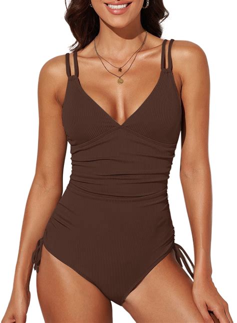 Eytino Womens One Piece Bathing Suit V Neck One Piece Swimming Suit