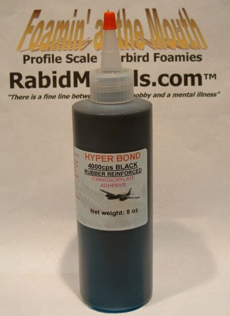 Black Rubber Toughened Ca Super Glue 8 Oz Bottle Thick Cyanoacrylate