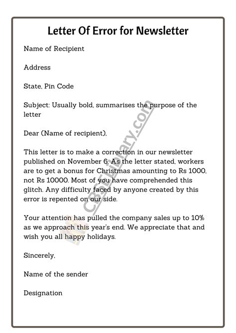 8 Sample Letter Of Error Format Samples And Examples Of Error