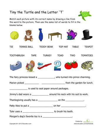 Words That Begin With T Worksheet Education Words