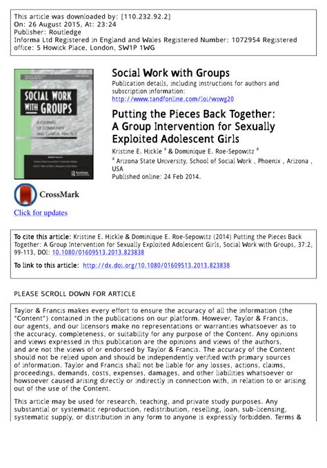 Pdf Putting The Pieces Back Together A Group Intervention For Sexually Exploited Adolescent Girls