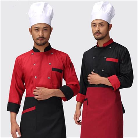 Men Double Breasted Long Sleeved Chef Service Black Color Hotel Working Wear Restaurant Work