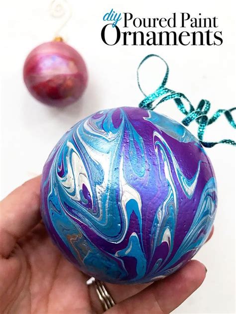 Diy Poured Paint Ornaments Christmas Ball Ornaments Diy Painted