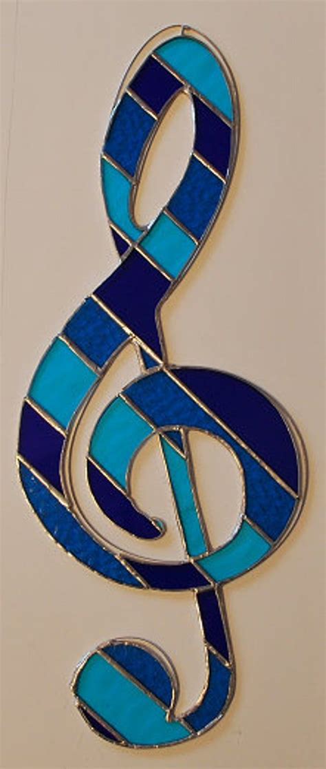 Stained Glass Musical Note Treble Clef Suncatcher Wall Etsy Stained Glass Paint Stained Glass