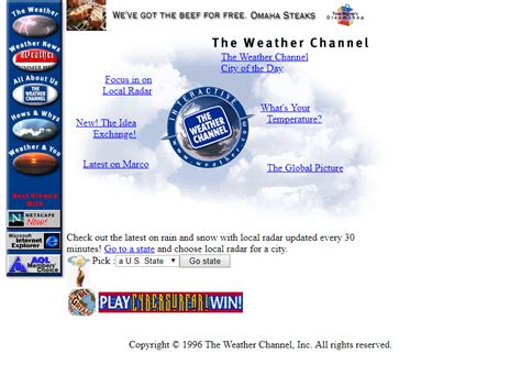 The Weather Channel in 1996 - Web Design Museum