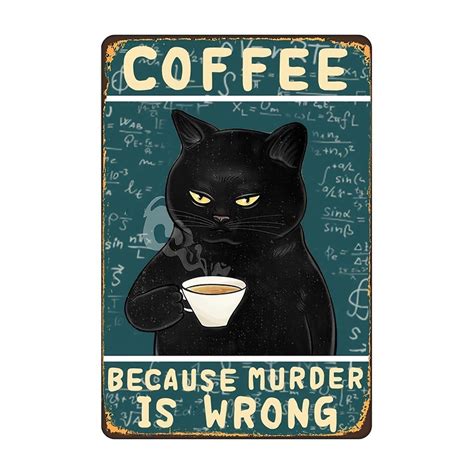 1pc Retro Cat Coffee Metal Sign Vintage Kitchen Signs Wall Decor