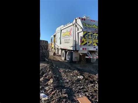 Front End Garbage Truck Dump At Landfill YouTube