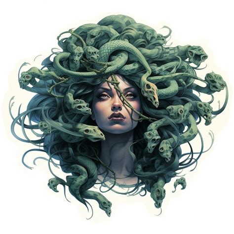 Premium AI Image | illustration of the Medusa and snakes in her hair