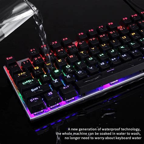 Mechanical Keyboard Wired USB RGB Light Blue Switch Gaming Keyboard Waterproof 104 Keys ...