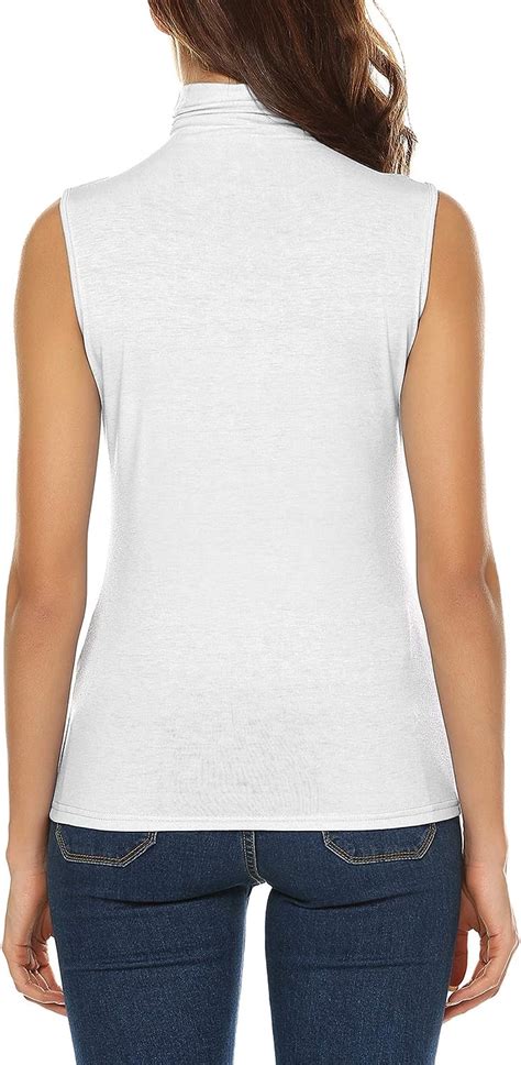 urru womens sleeveless slim fit turtleneck mock soft  shirt tank tops