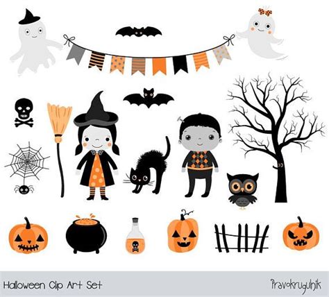 Halloween Clipart for Kids, Cute Halloween Clipart, Girl Witch Clip Art ...