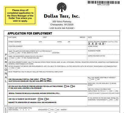 Dollar Tree Application Printable Job Applications Online Job