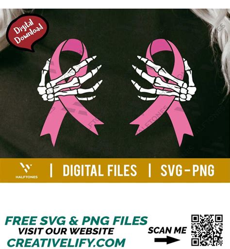 Boob Skeleton Hand Breast Cancer Ribbon Svg Cancer Awarenes Inspire