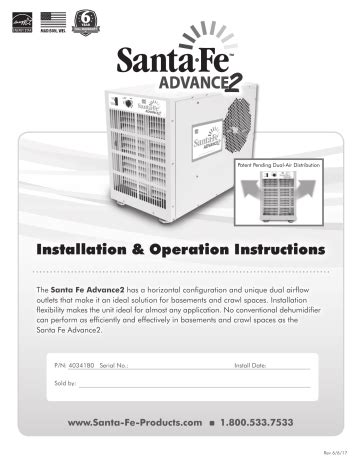 Santa Fe Compact Installation Operation Instructions Manualzz