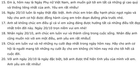 Lời chúc 20 10 cho crush hay nhất