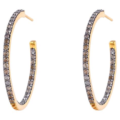 925 Sterling Silver Diamond Studded Hoop Earring With 588 Carat