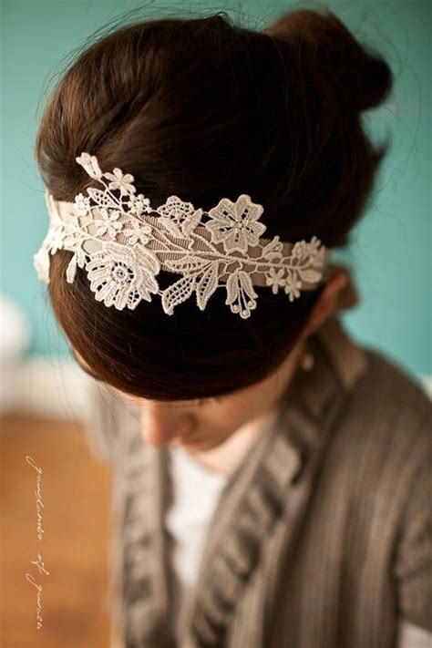 A Headband Fabric Stiffener Spray And A Little Piece Of Lace Diy Headband Headband Diy Lace