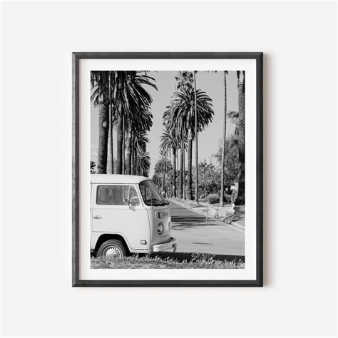 Volkswagen T2 Vintage Van Parked In Los Angeles Wall Art Vintage Camper