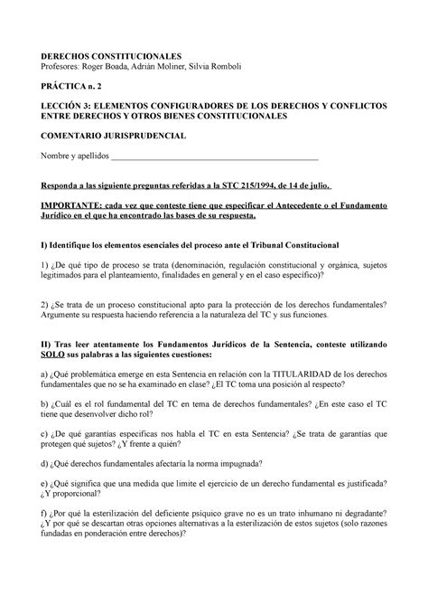 3 Oct Caso Pr Ã¡ctico N 2 Ddcc Elementos Configuradores Garantias