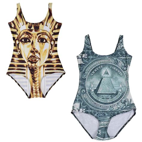 Pharaoh Egypt Women Summer Monokinis Slim Fit Bathing Suit Pyramid Eye