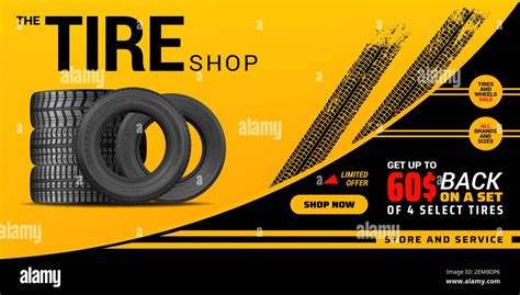 Tire Shop Auto Service And Car Wheel Tyre Store Vector Design Pile Of